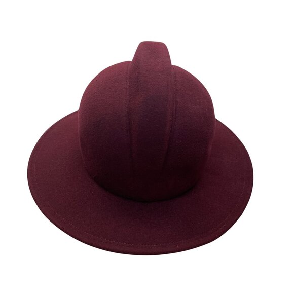 Bill Blass Burgundy Wool Unisex Wide Brim Hat Unique Dome Design Large - Picture 3 of 12